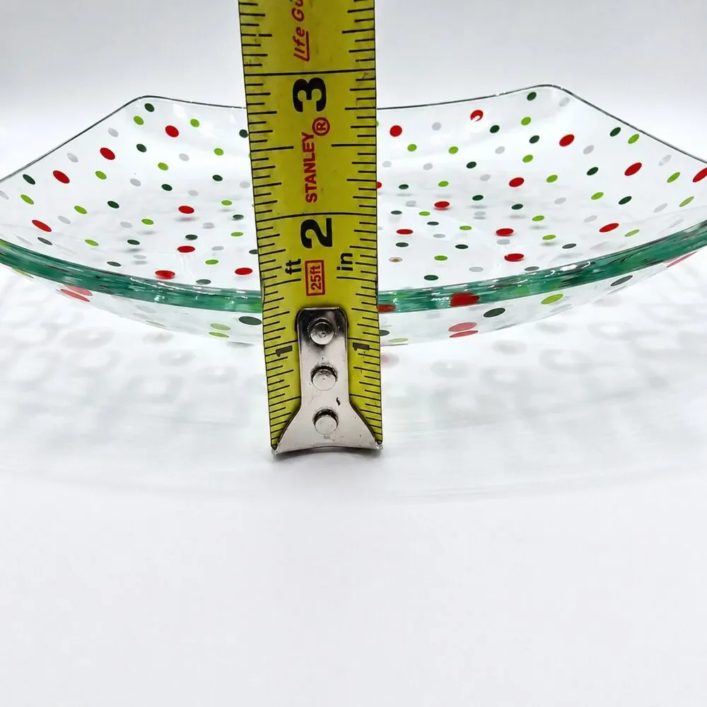 Pampered Chef Holiday Dots Square Bowl 9.75
